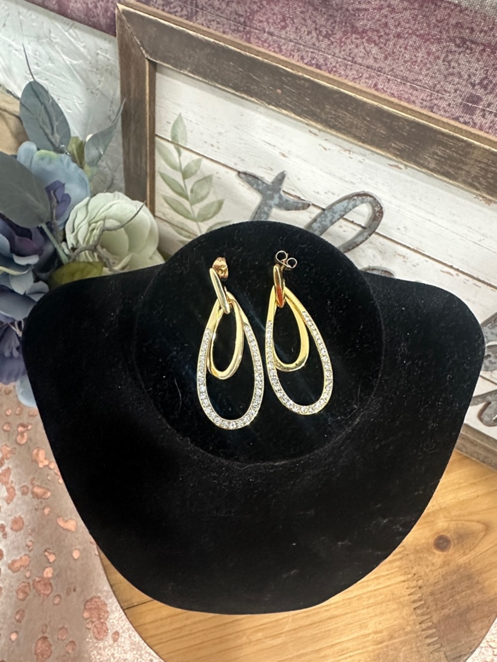 Elegant gold and crystal embellished earrings